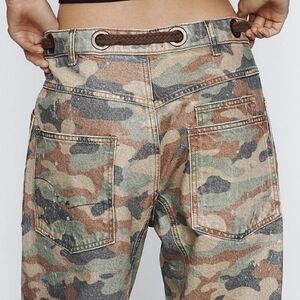 We The Free Moxie Printed Low-Slung Barrel Jeans 28